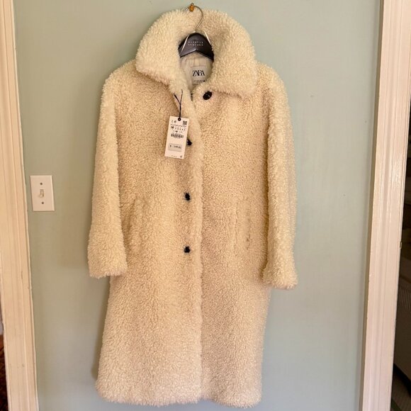 Teddy Long Ivory Coat - Picture 1 of 4